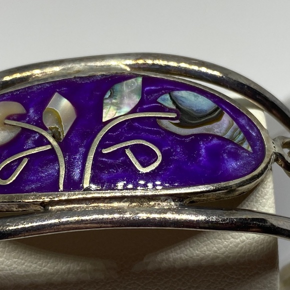 💋 Silver Mother of Pearl & Abalone Cuff Bracelet - Picture 3 of 5